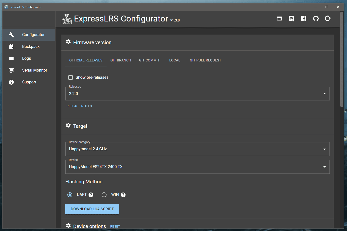 ELRS Configurator